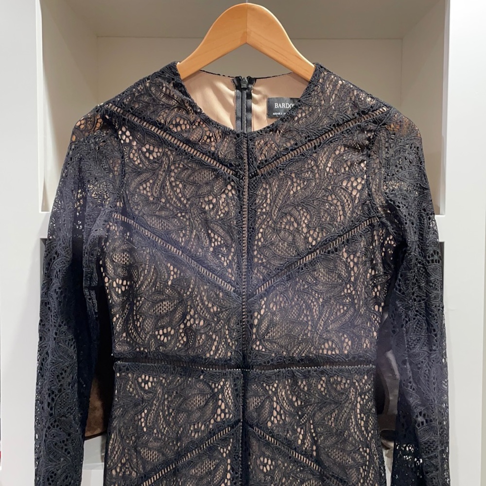 Bardot black lace dress